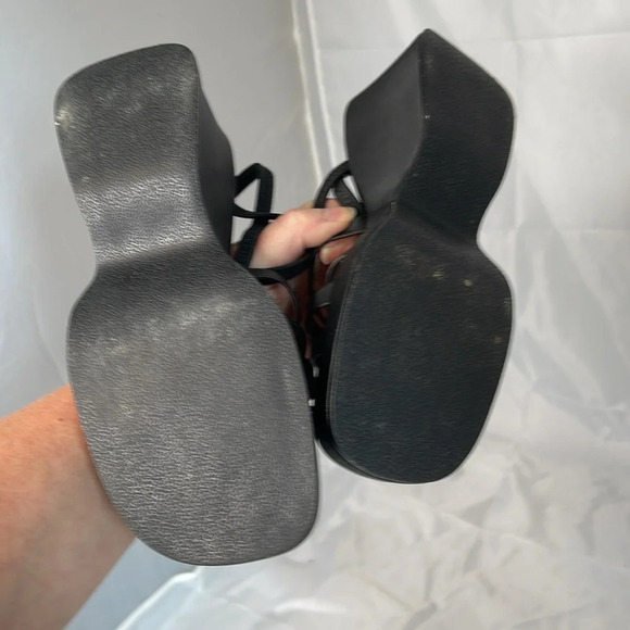 VINTAGE Y2K Strappy Platform Chunky Sandals Lydia 725 Originals Black Nylon 7 - Picture 9 of 11